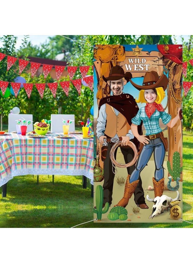 بلولو زخارف الحفلات الغربية 6 × 3 قدم كاوبوي صور الدعائم نسيج كبير الغرب تحت عنوان الباب راية خلفية مضحك الألعاب الغربية الإمدادات - Image 5