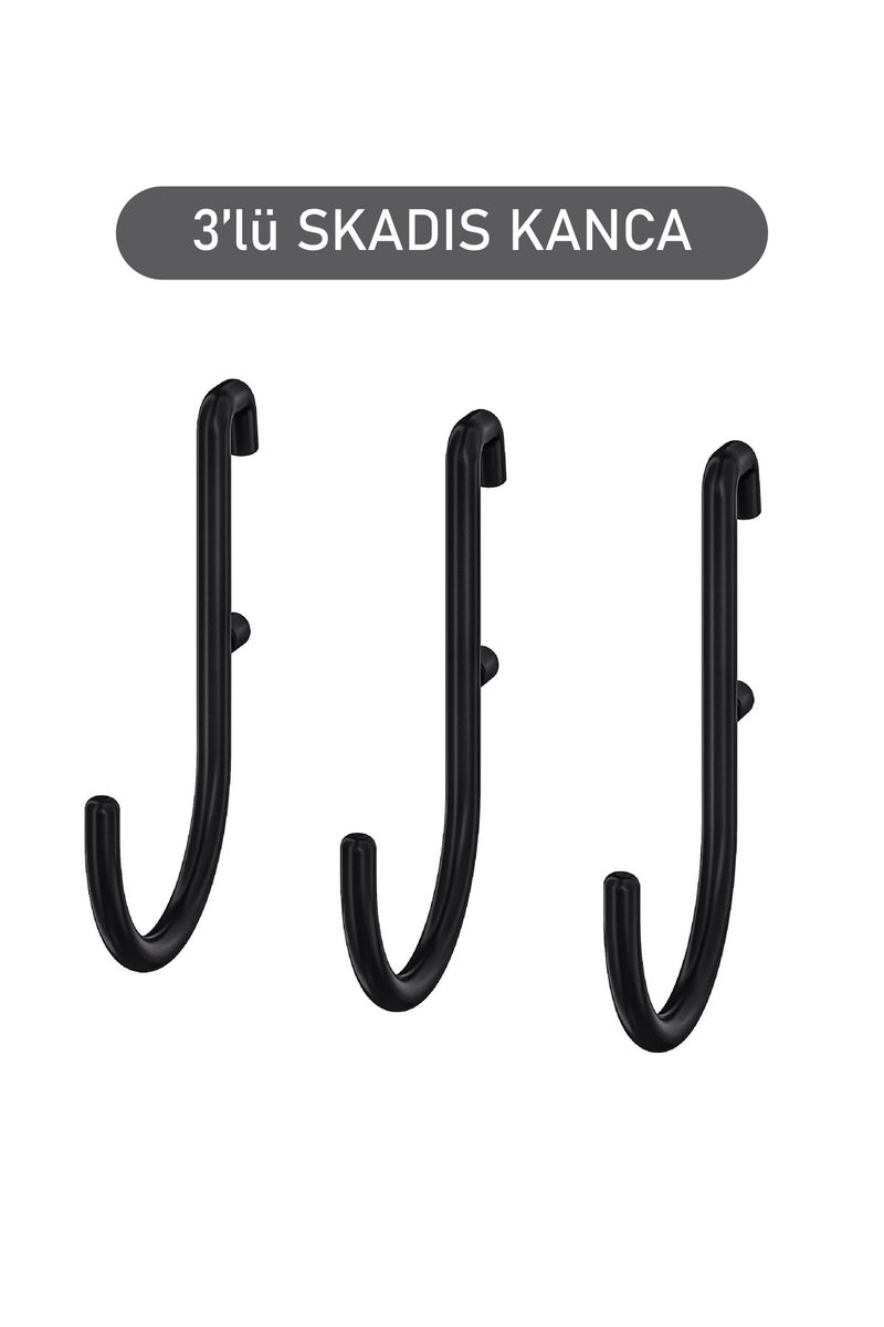 SKADIS 3 black hooks, multi-purpose board parts, black, 4.5x7 cm, - Image 1