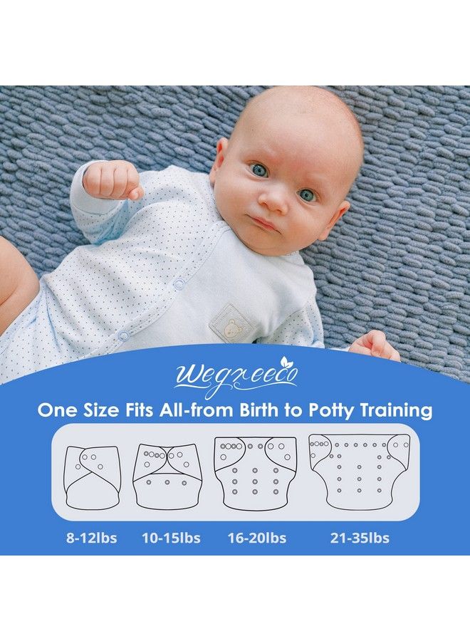 Wegreeco Washable Reusable Baby Cloth Pocket Diapers 5 Pack + 5 Bamboo Inserts (Ocean Adventure) One Size - Image 3