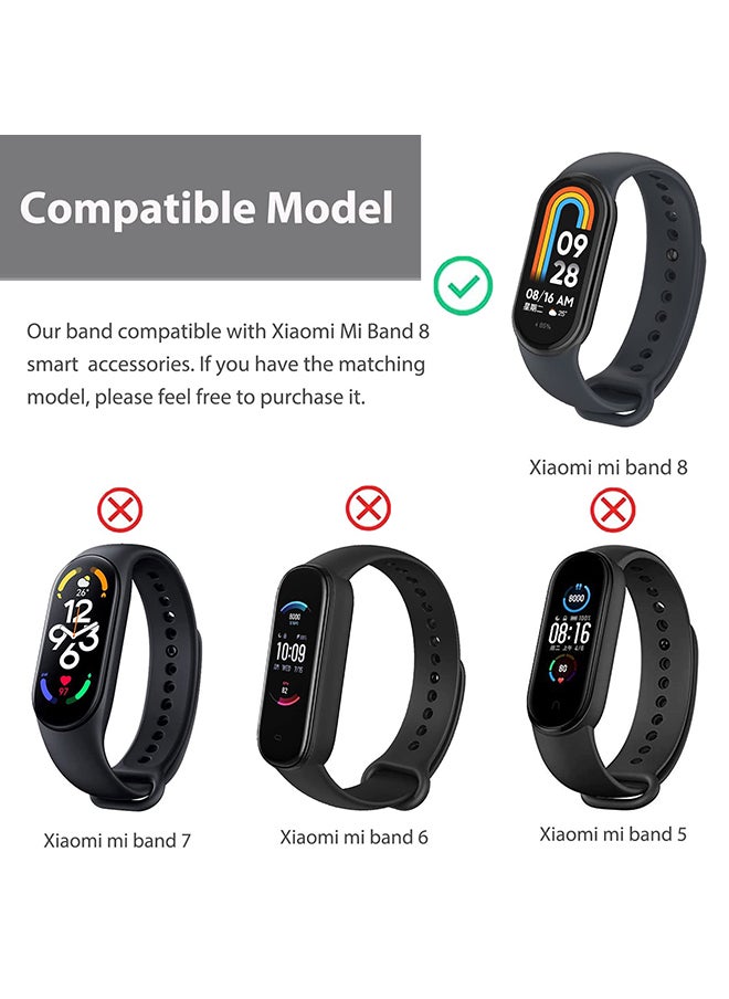 O Ozone - [Pack of 3] Nylon Loop Straps For Xiaomi Mi Band 8 , Soft Adjustable Sport Solo Loop Watch Strap Replacement Wristband(Black /Silver/ Pink Sand) - Image 1
