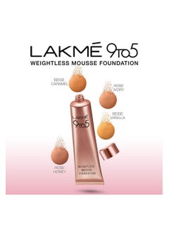 LAKME LAKMÉ 9 To 5 Weightless Mousse Foundation Mini, Beige Vanilla (6G) | Natural Matte Finish Foundation Cream | Mousse Long Lasting Foundation, Full, All  - Image 5