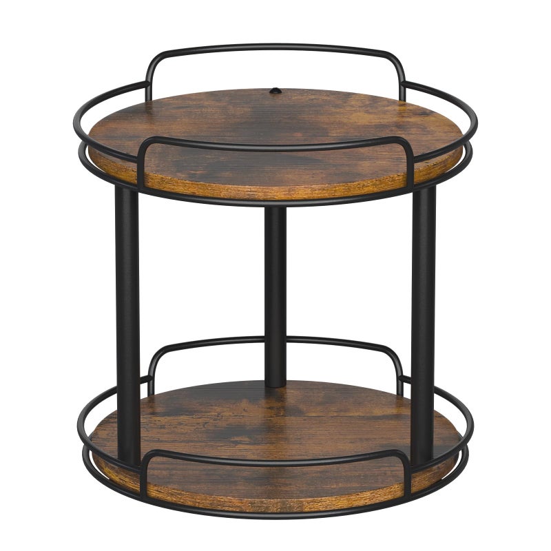 LAMU 102 Wood Lazy Susan Turntable Organizer for Cabinet 2 Tier Lazy Susan Spice Rack Organizer for Kitchen Table Top Countertop Pantry Medicine Organizer