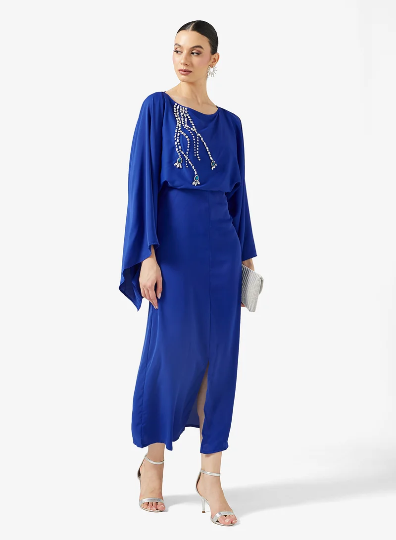 Cape Style Dress With Slit