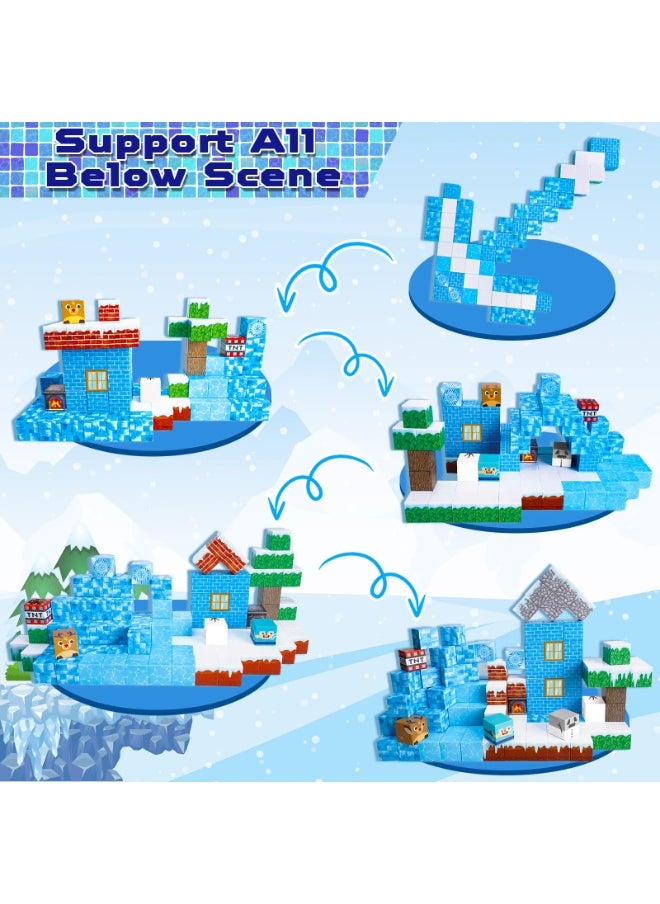 NIBEMINENT Magnetic Blocks - 100PCS Magnetic Building Blocks Glacier Castle, STEM Montessori Sensory Toys for Toddlers Kids Boys Girls Ages 3 4 5 6 7 8 9 10 Holiday Easter Birthday Gifts  - Image 3