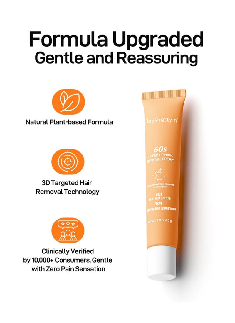 JoyPretty 60s Upper Lip Hair Removal Cream, Facial Hair Remover, Fast Painless Depilatory for Face, Eyebrow and Chin, for All Skin Types 20g  - Image 3