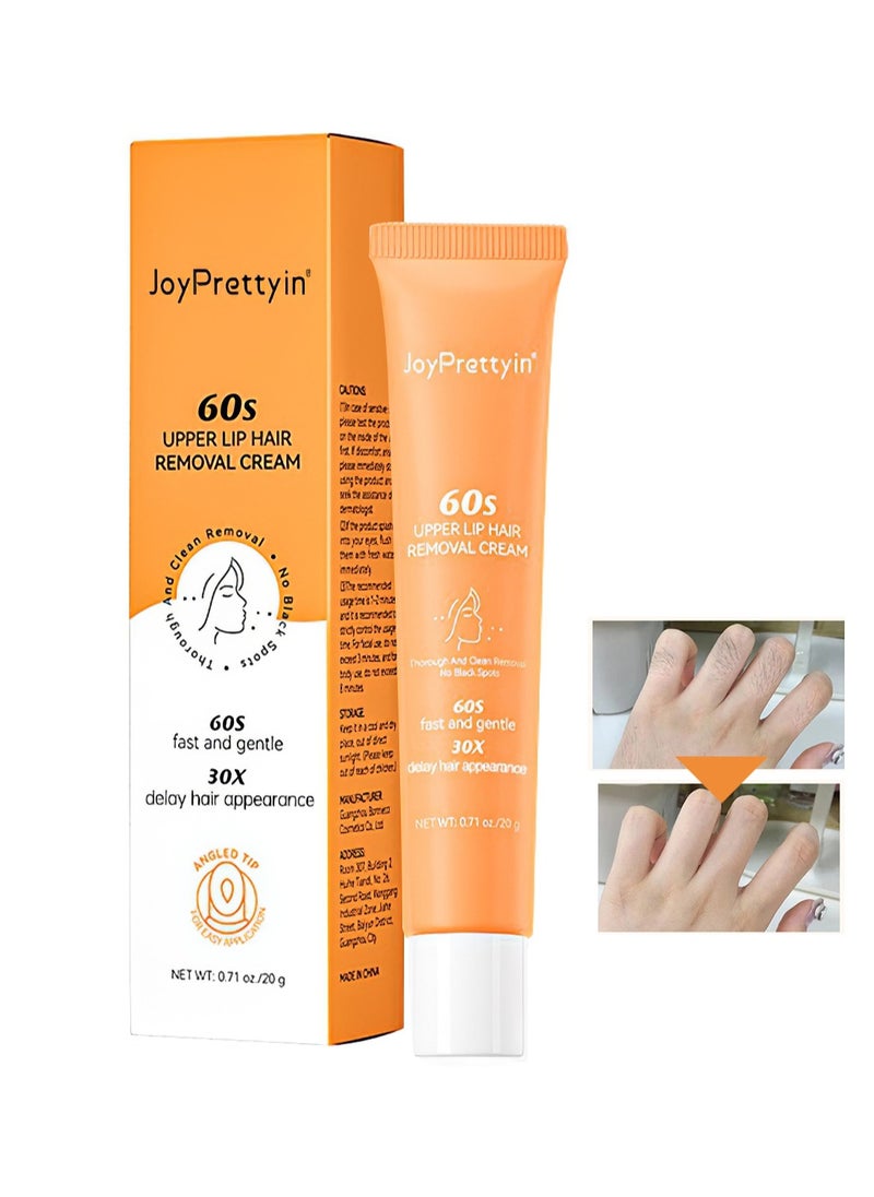 JoyPretty 60s Upper Lip Hair Removal Cream, Facial Hair Remover, Fast Painless Depilatory for Face, Eyebrow and Chin, for All Skin Types 20g  - Image 1