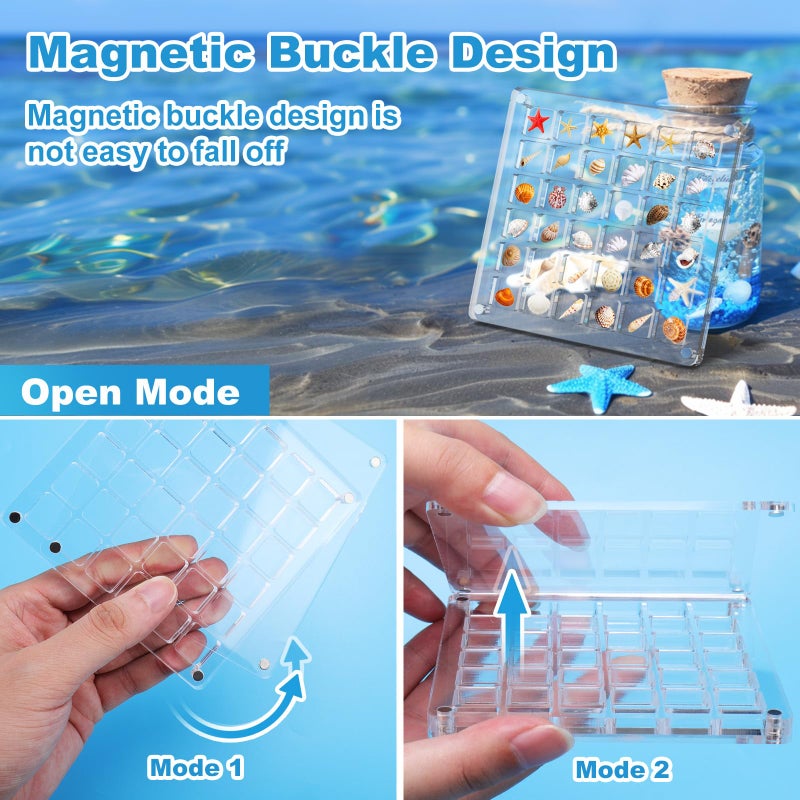 XANGNIER Acrylic Magnetic Seashell Display Box,Clear Sea Shell Display Box,Beach Magnet Storage Organizer Case for Seashell Diamond Beads,72 Grids,Transparent,2 Pack - Image 4