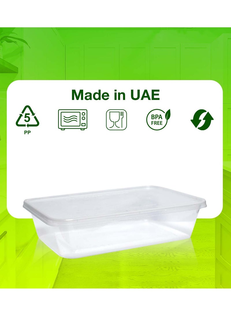 500ml Disposable Microwave Containers with Airtight Lids - BPA-Free, Leakproof, Stackable (Pack of 15)  - Image 3