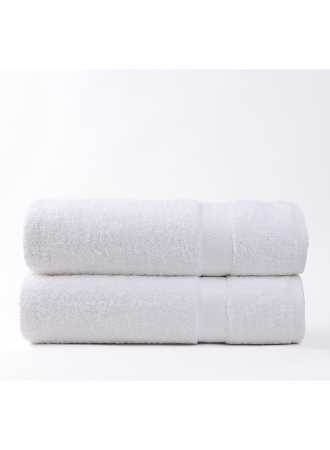 وايت روز منشفة بيضاء وردية من قطعتين، 100% قطن فاخر 530 جرام لكل متر مربع، جودة فائقة، سريعة الجفاف، عالية الامتصاص، سميكة وناعمة للحمام والمنتجعات الصحية، تتضمن المجموعة 2 ملاءة حمام (85 × 170 سم) بيضاء - Image 2