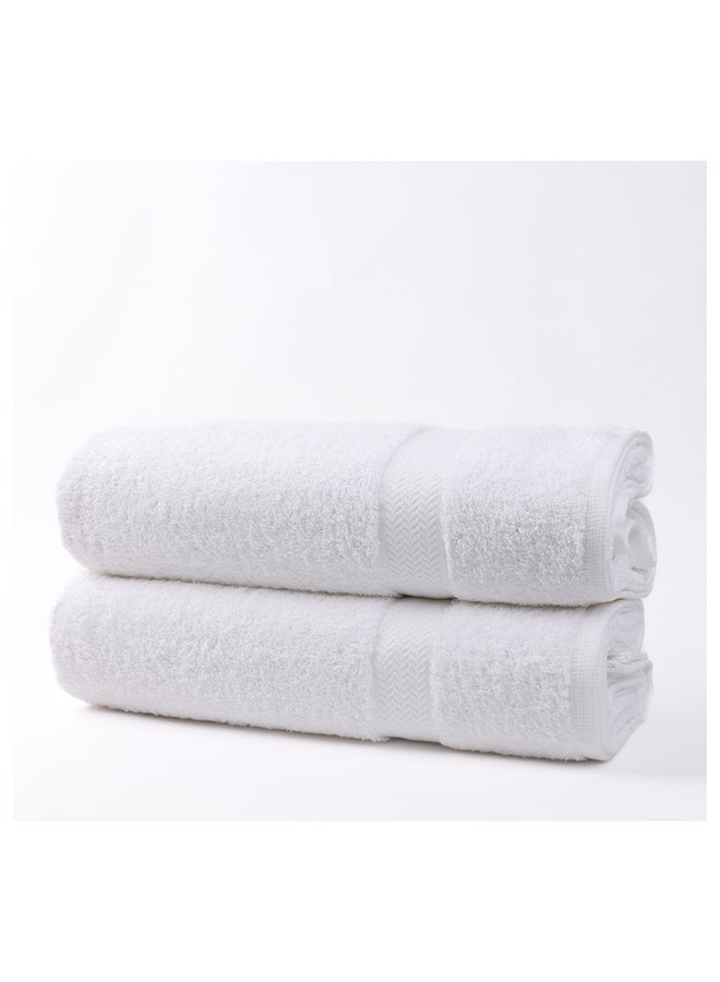 وايت روز منشفة بيضاء وردية من قطعتين، 100% قطن فاخر 530 جرام لكل متر مربع، جودة فائقة، سريعة الجفاف، عالية الامتصاص، سميكة وناعمة للحمام والمنتجعات الصحية، تتضمن المجموعة 2 ملاءة حمام (85 × 170 سم) بيضاء - Image 3