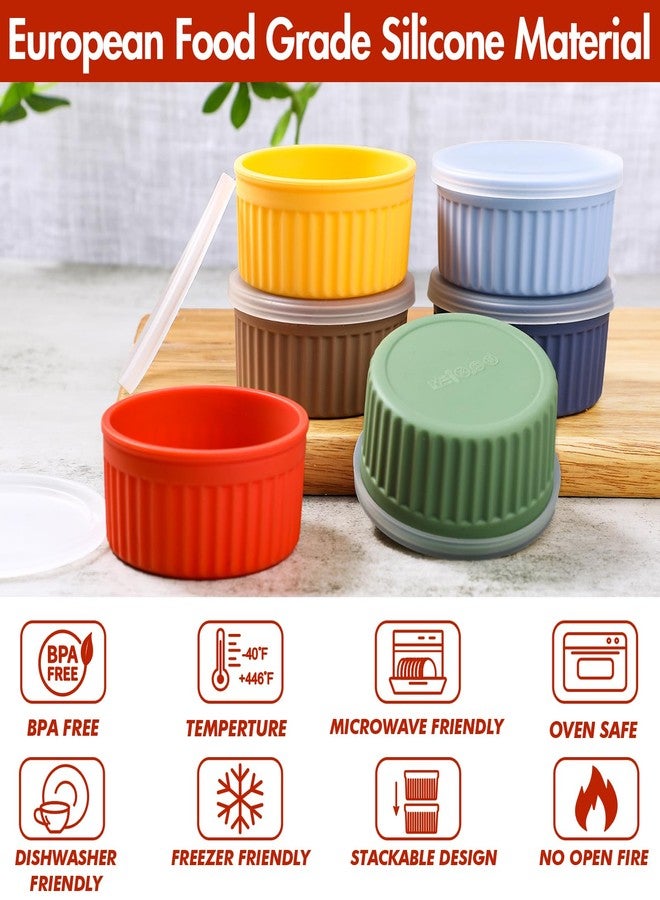 Koluti Nonstick Silicone Ramekins 4 oz with Lid, 6-Pack Oven Safe Creme Brulee Bowl for Baking, Mini Souffle Ice Cream Dessert Pudding Dipping Sauce Cups, BPA Free, Microwave, Freezer, Dishwasher Safe - Image 4
