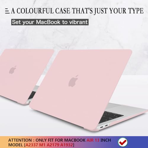 CISSOOK Baby Pink Case for MacBook Air 13 Inch A2337 M1 A2179 A1932 2021-2018 Release, Plastic Chalk Pink Hard Shell Cover with Keyboard Cover & Screen Protector for MacBook Air 13 with Touch ID 2021 - Image 3