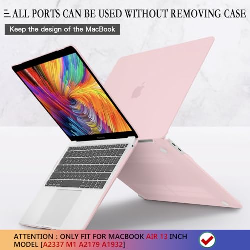 CISSOOK Baby Pink Case for MacBook Air 13 Inch A2337 M1 A2179 A1932 2021-2018 Release, Plastic Chalk Pink Hard Shell Cover with Keyboard Cover & Screen Protector for MacBook Air 13 with Touch ID 2021 - Image 5