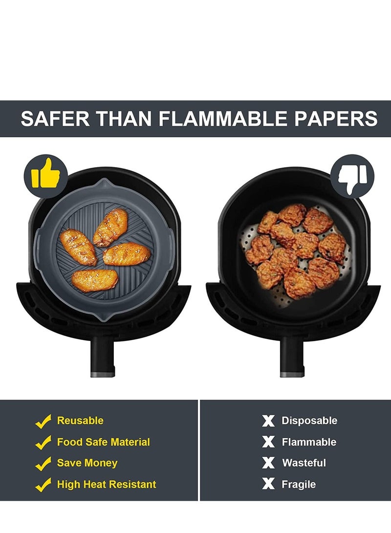 وعاء سيليكون للقلي الهوائي ببطانة 8.66 بوصة وسلة غير لاصقة آمنة للطعام وملحقات الفرن قابلة لإعادة الاستخدام وتناسب 5.3 لتر أو أكبر وسهلة التنظيف - Image 4