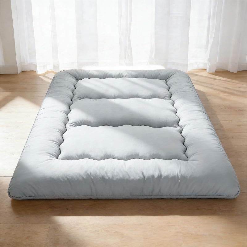 DUMOS Japanese Floor Mattress Twin Size 4-Inch, Futon Mattress Foldable with Removable Washable Cover, Portable Roll Up Tatami Mat for Kids Room, Dorm, Sleepovers and Solo Sleeper, Gray - Image 1
