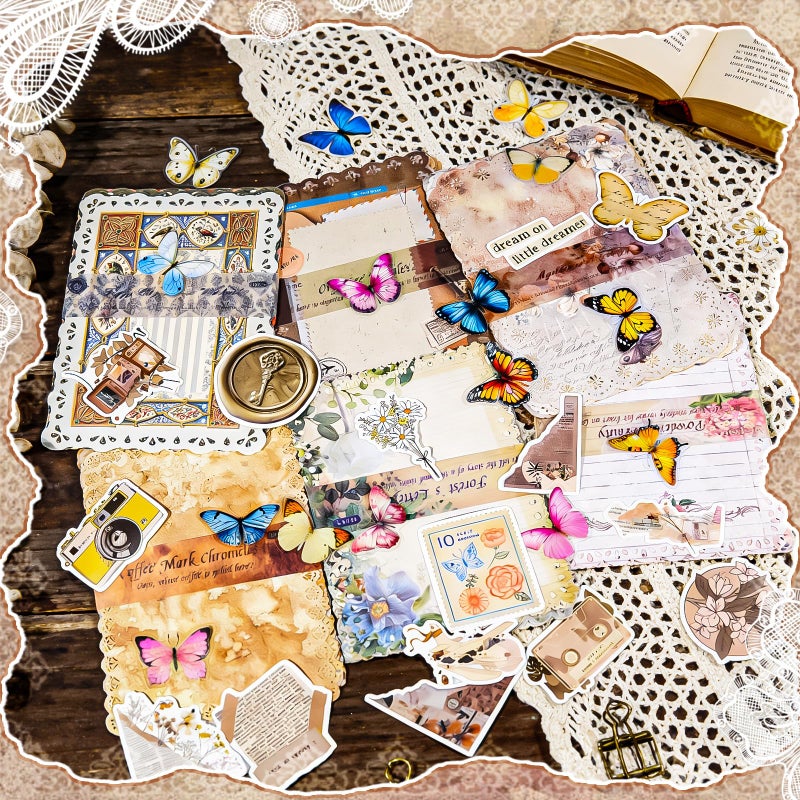 X Hot Popcorn 60 Sheets Lace Edged Scrapbook Paper Assorted Set 6 Pack Vintage Scrapbook Stationery Paper Decorative Scrapbooking Supplies for Diy Scrapbooking Planner Letter Writing Junk Journaling 4.9x6.9 Inch - Image 4