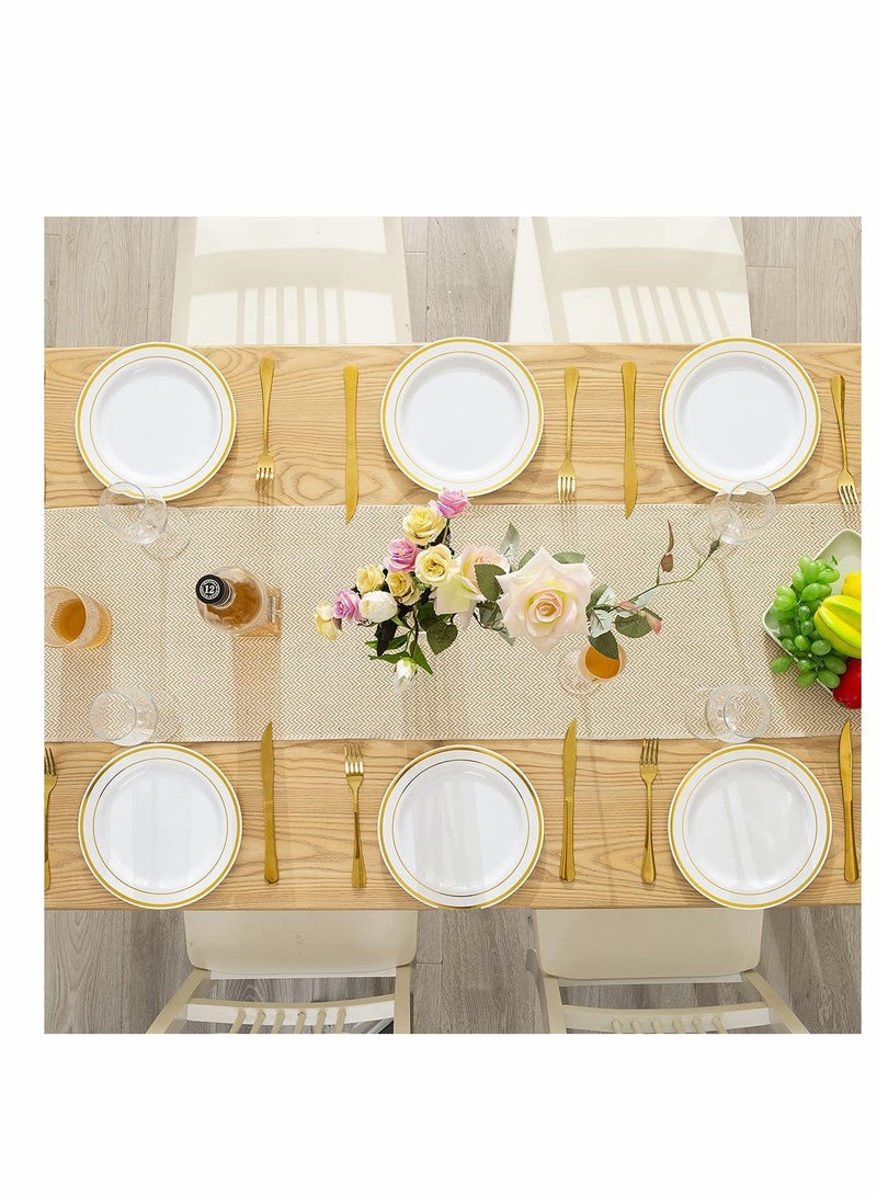 ELECDON Rustic Linen Table Runner with Handmade Tassels, 13 x 72 Inch Farmhouse Style Table Decor for Parties and Dining Room - Image 5