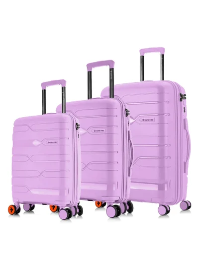 nasher miles Nasher Miles Paris Hard-Sided Polypropylene Luggage Set of 3 | 55cm, 65cm & 75cm | 8 Wheels Small, Medium & Large Trolley Bag for Travel | Suitcase (Purple)