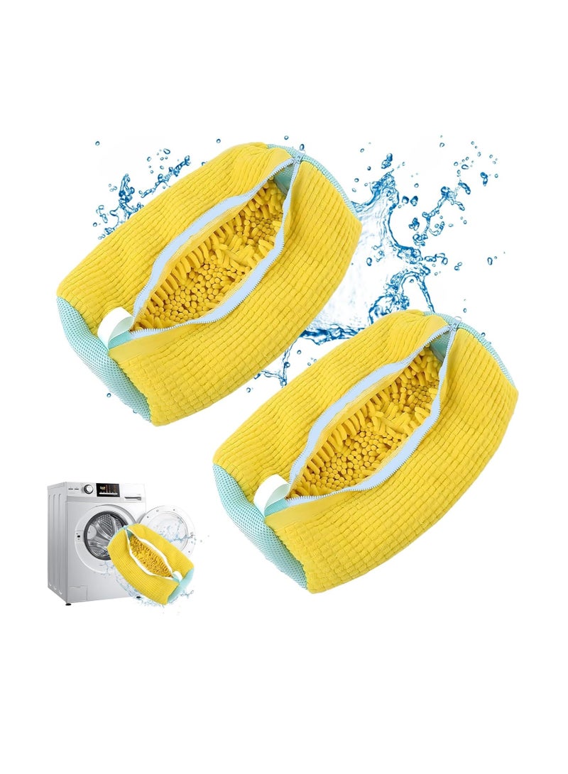 Flushrenic Shoe Washing Bag for Washing Machine 2 Pack for Washing Machines, Shoe Wash Bag for Sneakers, Athletic Shoes, for All Shoe Types and Sizes (2 pcs,Yellow) - Image 1