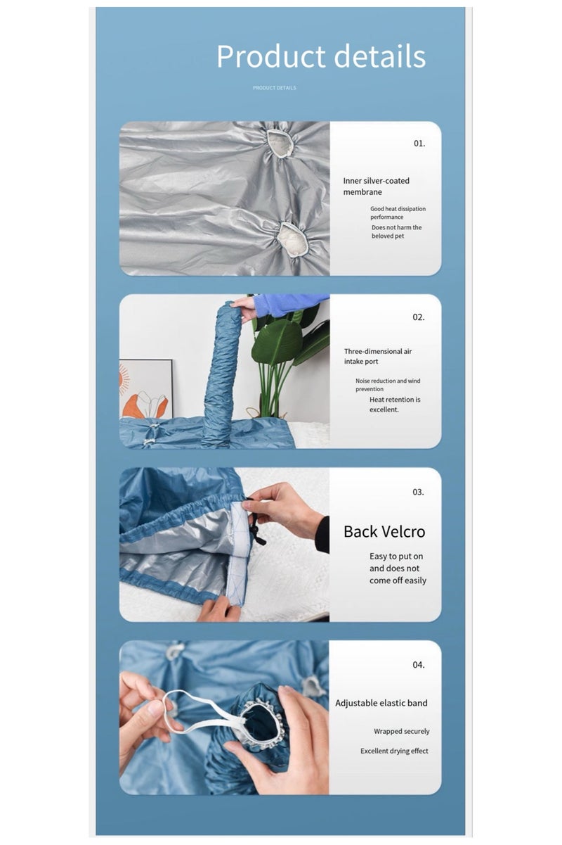 حقيبة تجفيف الحيوانات الأليفة ، حقيبة تجفيف الكلاب المحمولة ، تنظيف الحيوانات الأليفة وغرفة الشعر الجمال ، مناسبة لتجفيف الكلاب والقطط الصغيرة والمتوسطة الحجم (حجم M) - Image 5