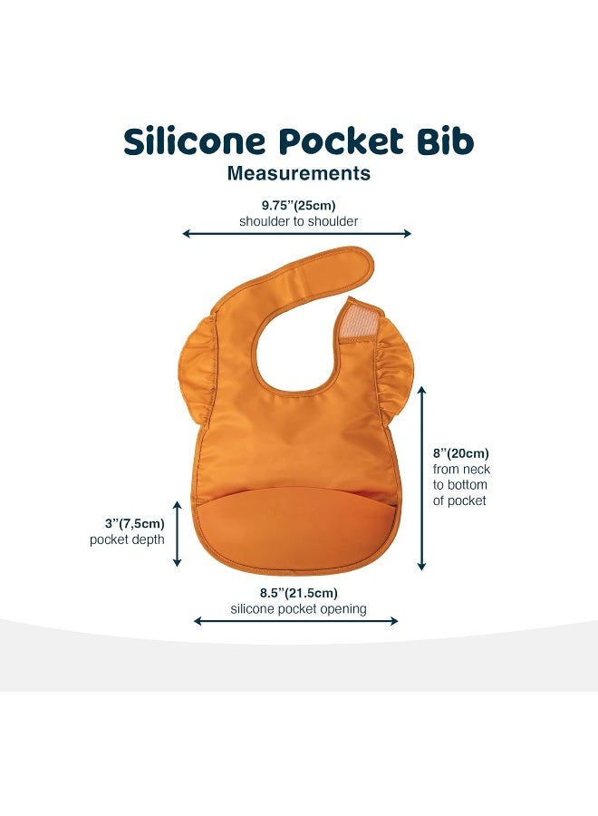 Tiny Twinkle Tiny Twinkle Silicone Pocket Bibs - Waterproof Bibs Babies, Food Catching, Mess-Proof Bibs for 6-24 Months Old Baby Boy and Girl, Toddlers, 2-Pack (Sand, Cinnamon)  - Image 5