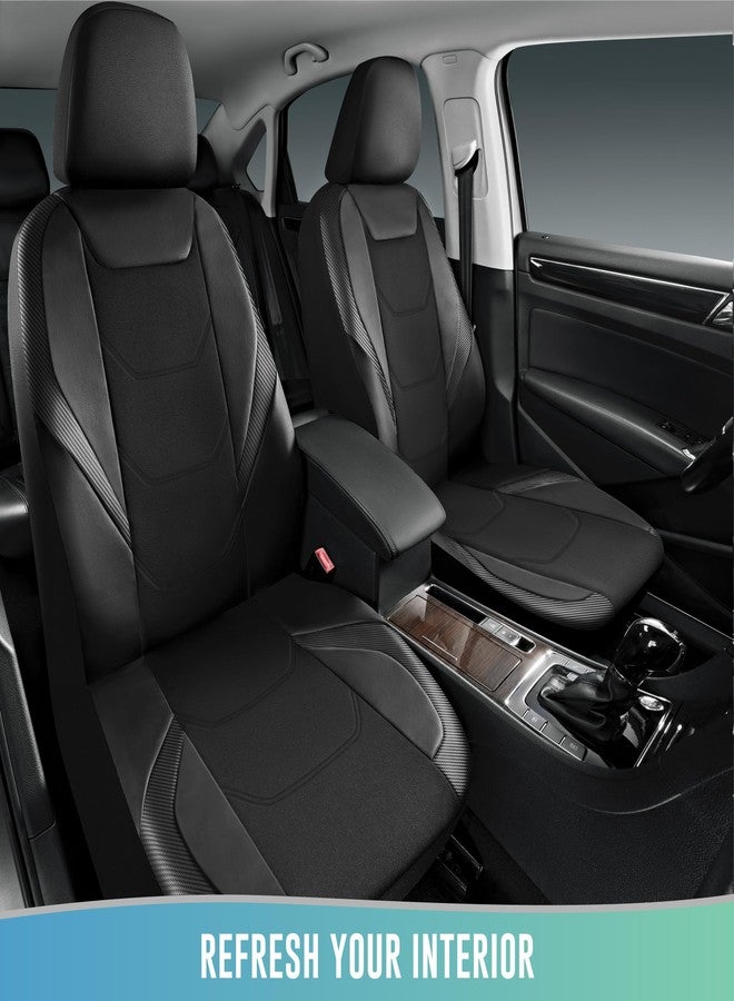 Road Comforts Leather Mesh Front Car Seat Cover - Breathable & Stylish, Universal Fit for Most Cars, SUVs, Trucks, and Vans, Airbag Compatible - Black - Image 2
