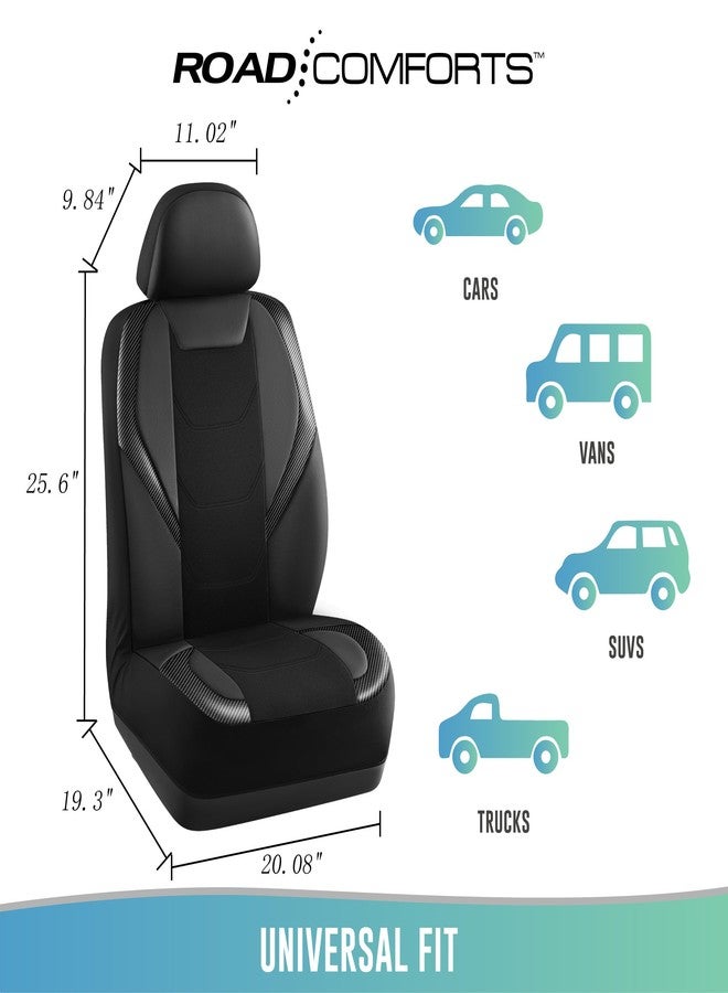Road Comforts Leather Mesh Front Car Seat Cover - Breathable & Stylish, Universal Fit for Most Cars, SUVs, Trucks, and Vans, Airbag Compatible - Black - Image 5