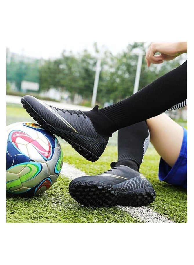 Football Shoes for Adult,Soccer Shoes for Adult, Grass Ground Football Cleats for Adult,Professional High-Top Breathable Athletic Football Shoes (Black)  - Image 5