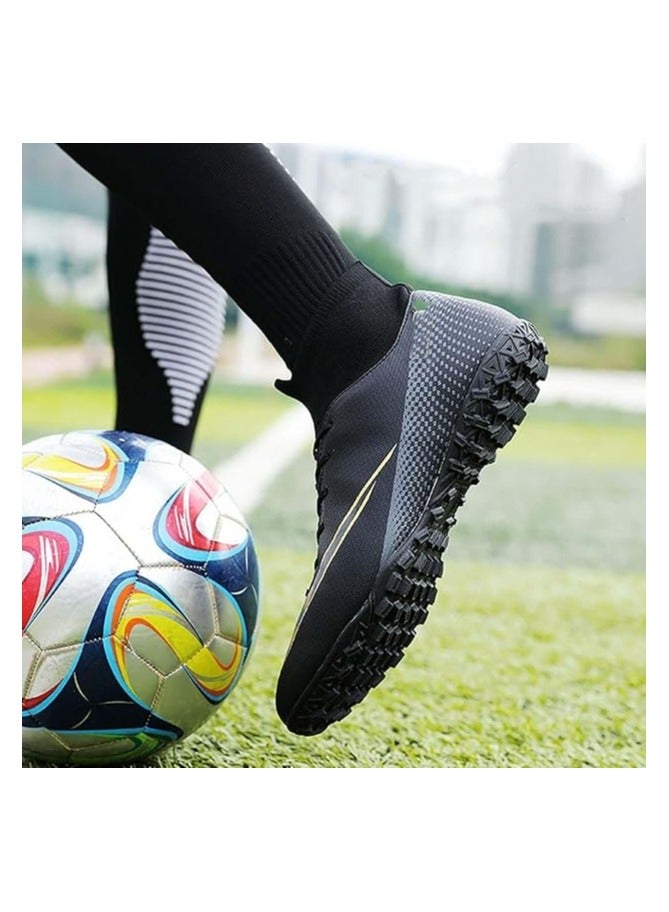 Football Shoes for Adult,Soccer Shoes for Adult, Grass Ground Football Cleats for Adult,Professional High-Top Breathable Athletic Football Shoes (Black)  - Image 3