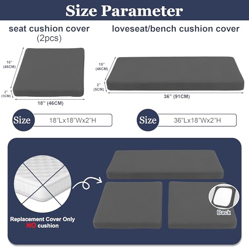 SUKAIKEQA Waterproof 3Piece Patio Sofa Cushion Cover Set Replacement Covers for Outdoor Wicker Furniture Bench Seat Cushions - Image 3