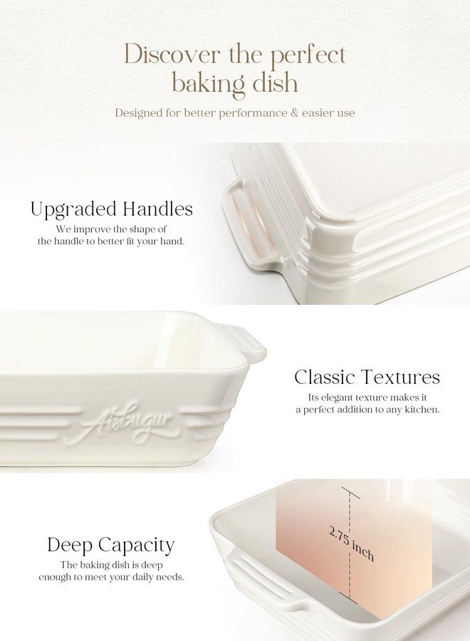 AISBUGUR Casserole Dishes for Oven,9x13 Ceramic Baking Dish,4.2 Quarts Large Lasagna Pan with Handles Deep and Large Capacity,Durable Bakeware for Lasagna, Home Decor, Wedding Gift, White - Image 2