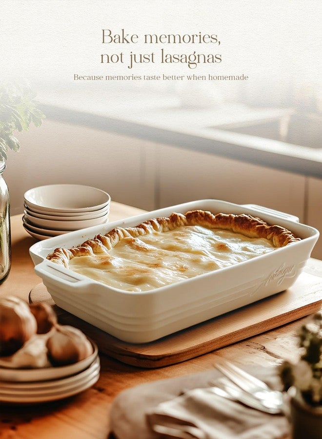AISBUGUR Casserole Dishes for Oven,9x13 Ceramic Baking Dish,4.2 Quarts Large Lasagna Pan with Handles Deep and Large Capacity,Durable Bakeware for Lasagna, Home Decor, Wedding Gift, White - Image 4