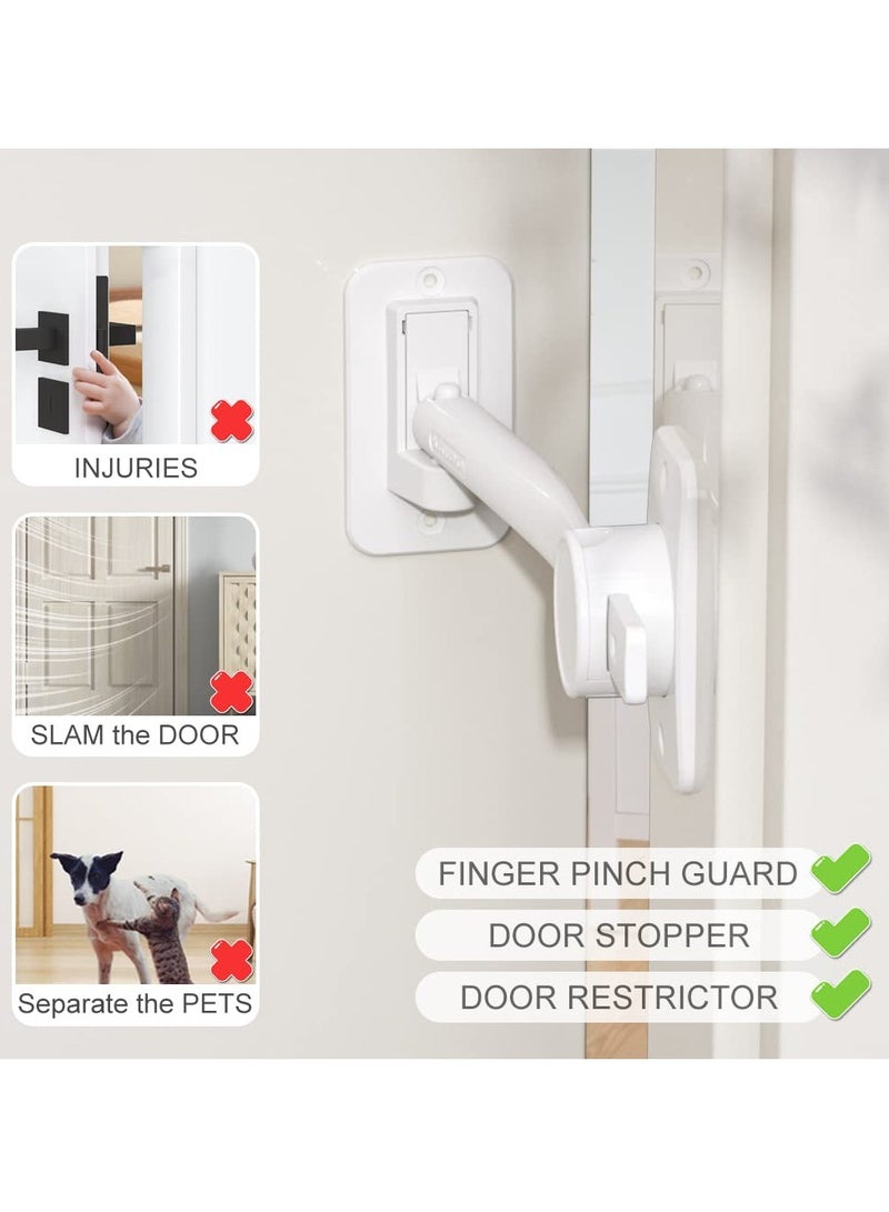 SOLARAE Door Restrictor, Childproof Adjustable Door Restrictor Door Finger Pinch Guard Baby Door Stopper & Door Latch Child Safety Door Lock for Baby and Pet (White) - Image 2