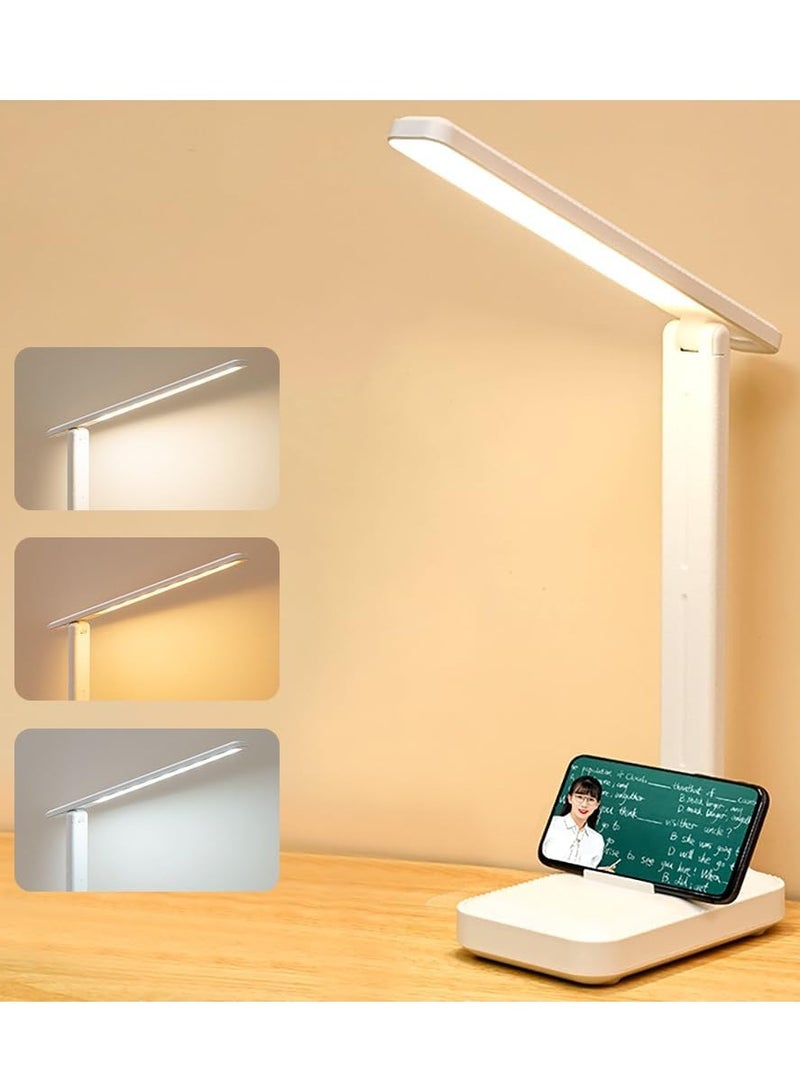 مصباح مكتب LED قابل للطي – 3 مستويات إضاءة – قاعدة لحمل الهاتف – تصميم أنيق للدراسة والعمل  - Image 1