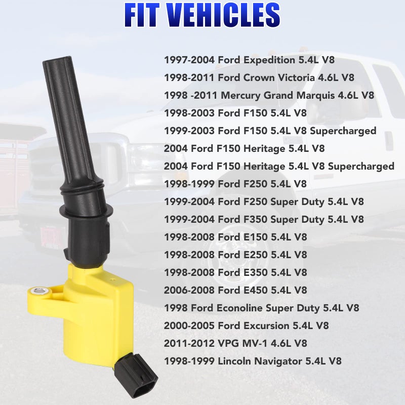 LCWRGS Set of 8 DG508 Ignition Coils and SP479 Spark Plugs For 5.4 V8 1998 1999 2000 2001 2002 2003 2004 Ford Expedition F150 F250 F350 Mercury Grand Marquis FD503 - Image 3