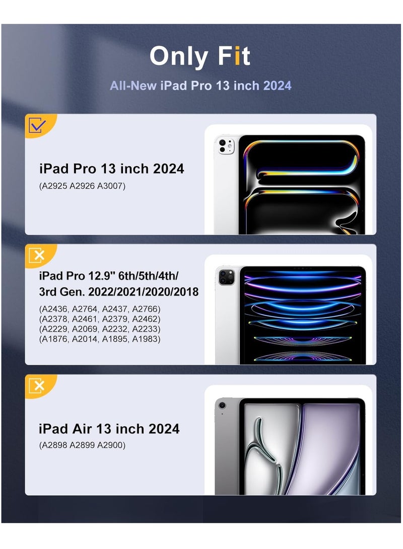 DUSALA 2 in 1 Case for iPad Pro 13 Inch (M4) 2024 with Pencil Holder, Slim Stand Protective Cover with Clear Transparent Back Shell for iPad Pro 13 inch Tablet, Support Auto Wake/Sleep With Tempered Glass - Image 2