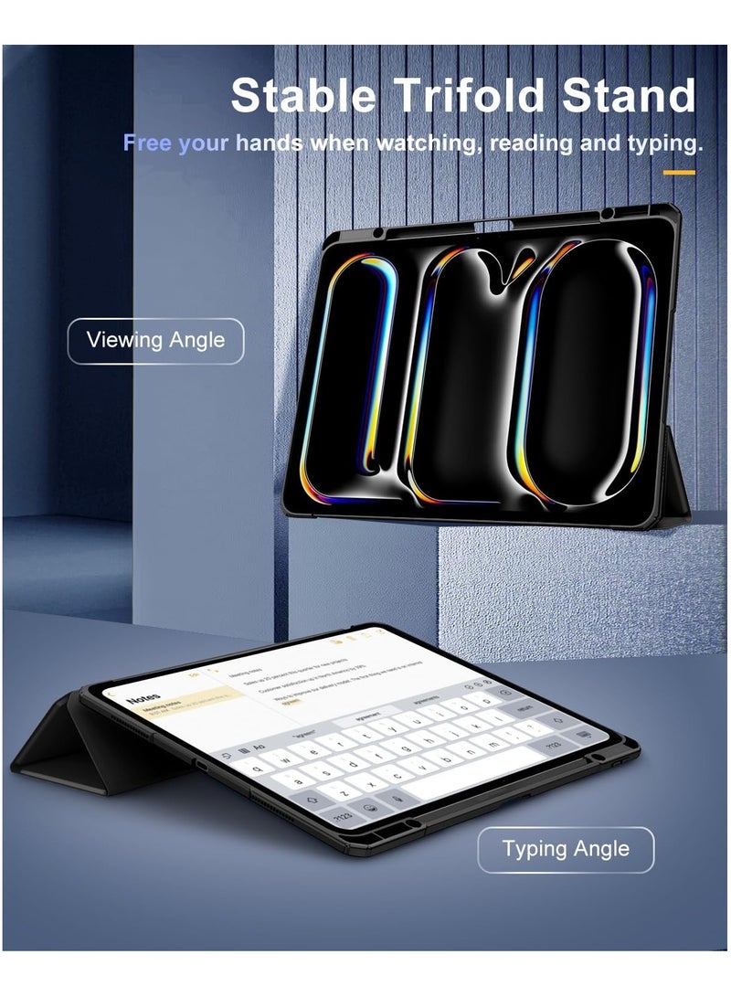 DUSALA 2 in 1 Case for iPad Pro 13 Inch (M4) 2024 with Pencil Holder, Slim Stand Protective Cover with Clear Transparent Back Shell for iPad Pro 13 inch Tablet, Support Auto Wake/Sleep With Tempered Glass - Image 4