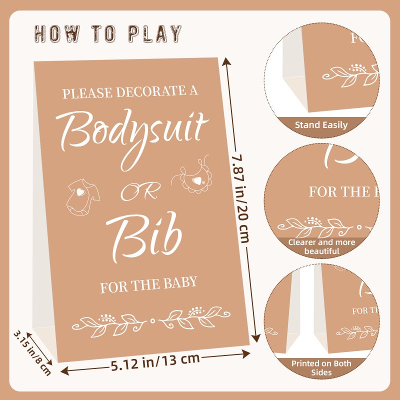 Aisharery Bibs Bodysuits Baby Shower Game Sign Set Newborn Onesies Feeder Gift Fabric Marker Stencils Kit - Image 3