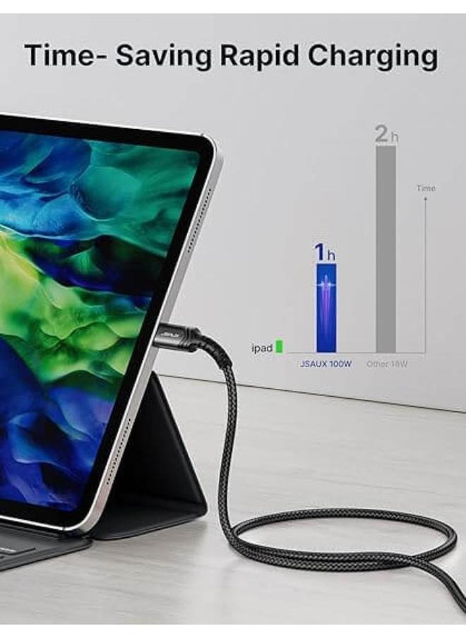 JSAUX - ( CC0020) USB C to USB C Cable 100W/5A [1pcs 1 M], QC 4.0/USB PD Type-C Fast Charging Cord Compatible with MacBook Pro/Air M2, iPad Pro 12.9/iPad Air/Mini 6 Samsung Galaxy S23 S22 S21 - Image 1