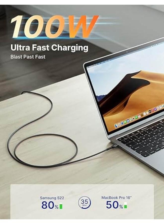 JSAUX - ( CC0020) USB C to USB C Cable 100W/5A [1pcs 1 M], QC 4.0/USB PD Type-C Fast Charging Cord Compatible with MacBook Pro/Air M2, iPad Pro 12.9/iPad Air/Mini 6 Samsung Galaxy S23 S22 S21 - Image 1