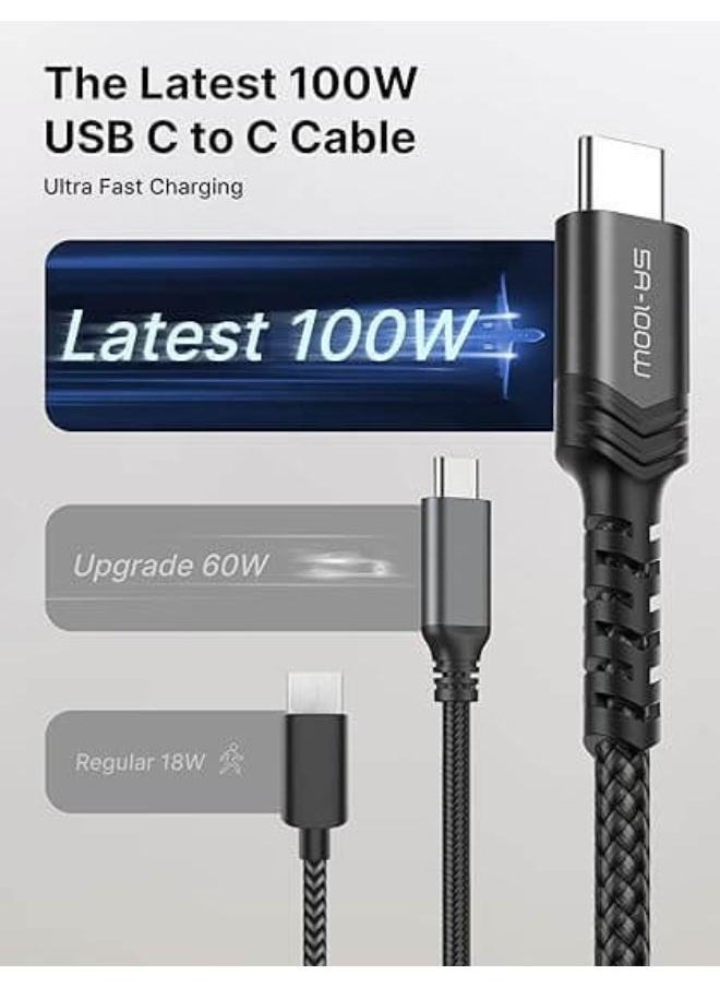 JSAUX - ( CC0020) USB C to USB C Cable 100W/5A [1pcs 1 M], QC 4.0/USB PD Type-C Fast Charging Cord Compatible with MacBook Pro/Air M2, iPad Pro 12.9/iPad Air/Mini 6 Samsung Galaxy S23 S22 S21 - Image 1