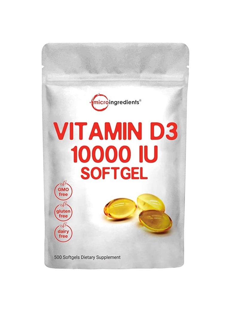 microingredients Vitamin D3 10000 IU, Immune Vitamins, Supports Muscle Function, Joint Health, Immune System and Hair Loss Recovery-500 softgels