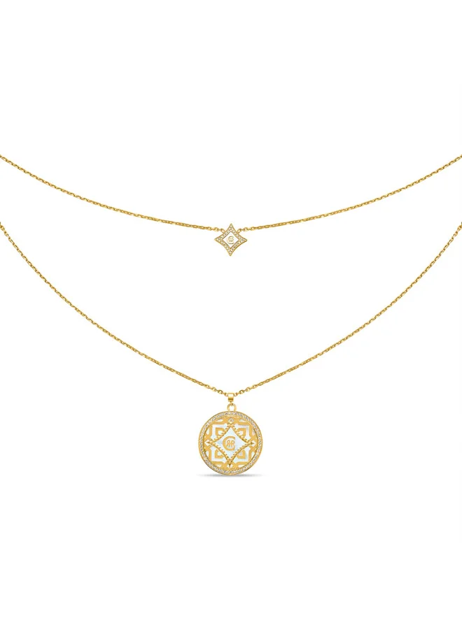 CERRUTI 1881 Silvia Double-Layered Necklace, Diamond-Shaped and Mother of Pearl Pendants, Free-Spirited, Chic Jewelry for Women