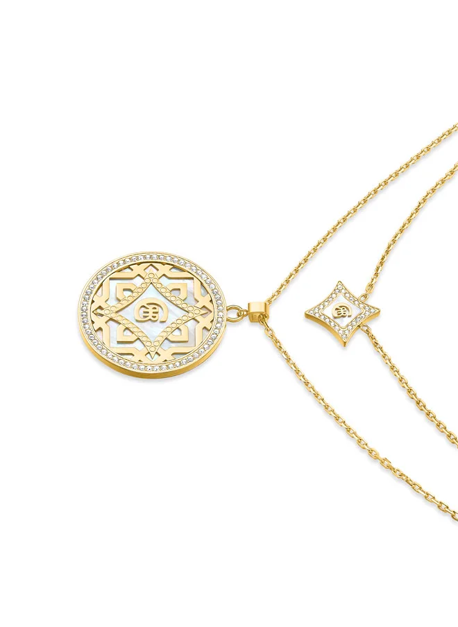 CERRUTI 1881 Silvia Double-Layered Necklace, Diamond-Shaped and Mother of Pearl Pendants, Free-Spirited, Chic Jewelry for Women