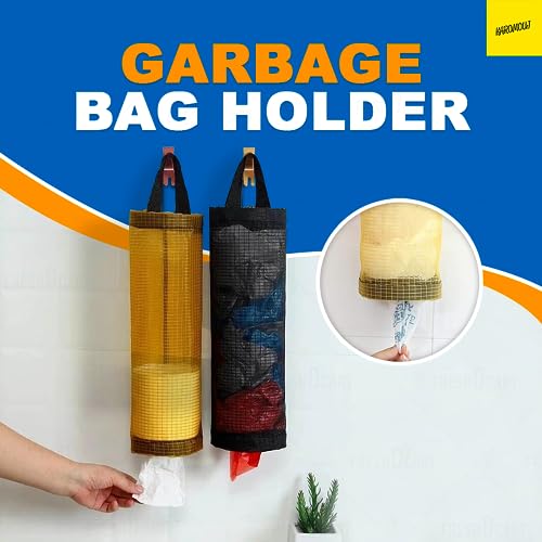 Karomouj KMA556 Transparent Garbage Bag Storage Bag Wearable Grocery Bag Holder Mesh Grocery Bag Holder with Widening Handle Bottom Outlet for Kitchen, Bedroom Home Store (Multicolor,Pack of 2) - Image 3