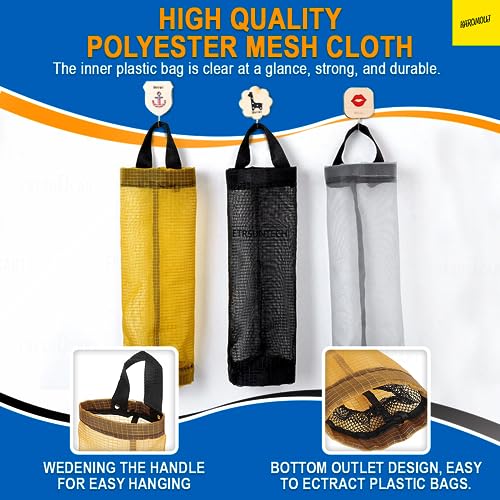 Karomouj KMA556 Transparent Garbage Bag Storage Bag Wearable Grocery Bag Holder Mesh Grocery Bag Holder with Widening Handle Bottom Outlet for Kitchen, Bedroom Home Store (Multicolor,Pack of 2) - Image 4