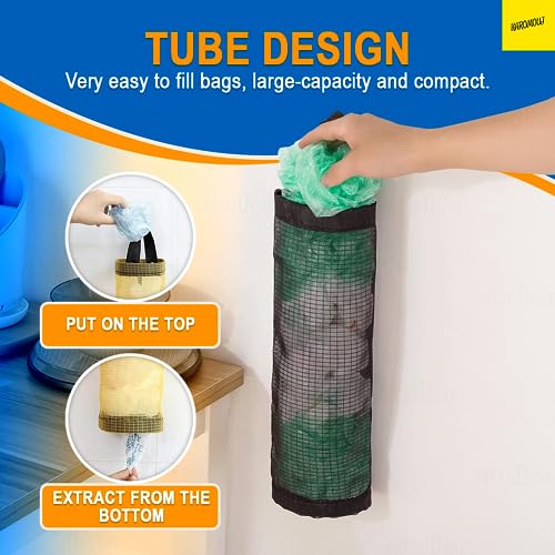 Karomouj KMA556 Transparent Garbage Bag Storage Bag Wearable Grocery Bag Holder Mesh Grocery Bag Holder with Widening Handle Bottom Outlet for Kitchen, Bedroom Home Store (Multicolor,Pack of 2) - Image 5