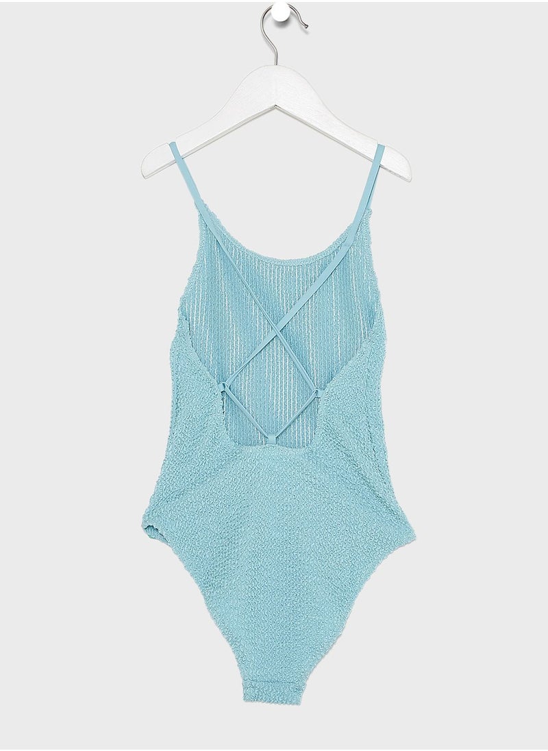 MANGO - Kids Ribbed Swimsuit - Image 1