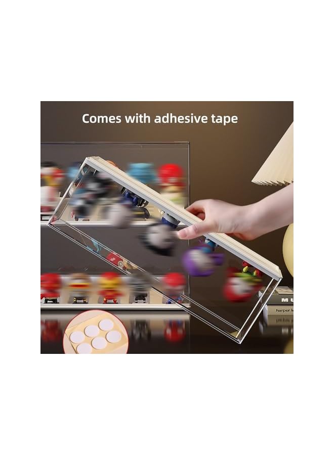 The Bros حامل عرض الألعاب رف أكريليك صندوق شفاف كامل عرض رف المتجر تخزين عرض مجموعة عرض عناصر الرسوم المتحركة، معروض بشكل منظم، حامل عرض مزدوج الطبقة للألعاب والمجوهرات (أبيض) - Image 3