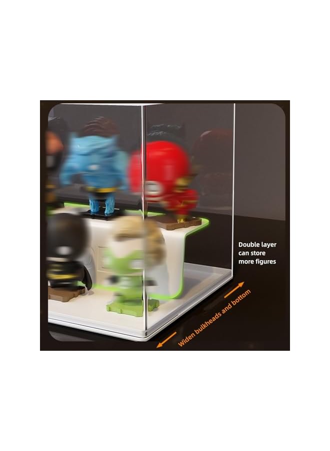 The Bros حامل عرض الألعاب رف أكريليك صندوق شفاف كامل عرض رف المتجر تخزين عرض مجموعة عرض عناصر الرسوم المتحركة، معروض بشكل منظم، حامل عرض مزدوج الطبقة للألعاب والمجوهرات (أبيض) - Image 5